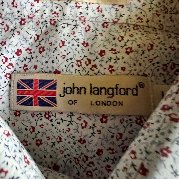 John Langford of London Designer Floral Shirt Sz L - Picture 2 of 3
